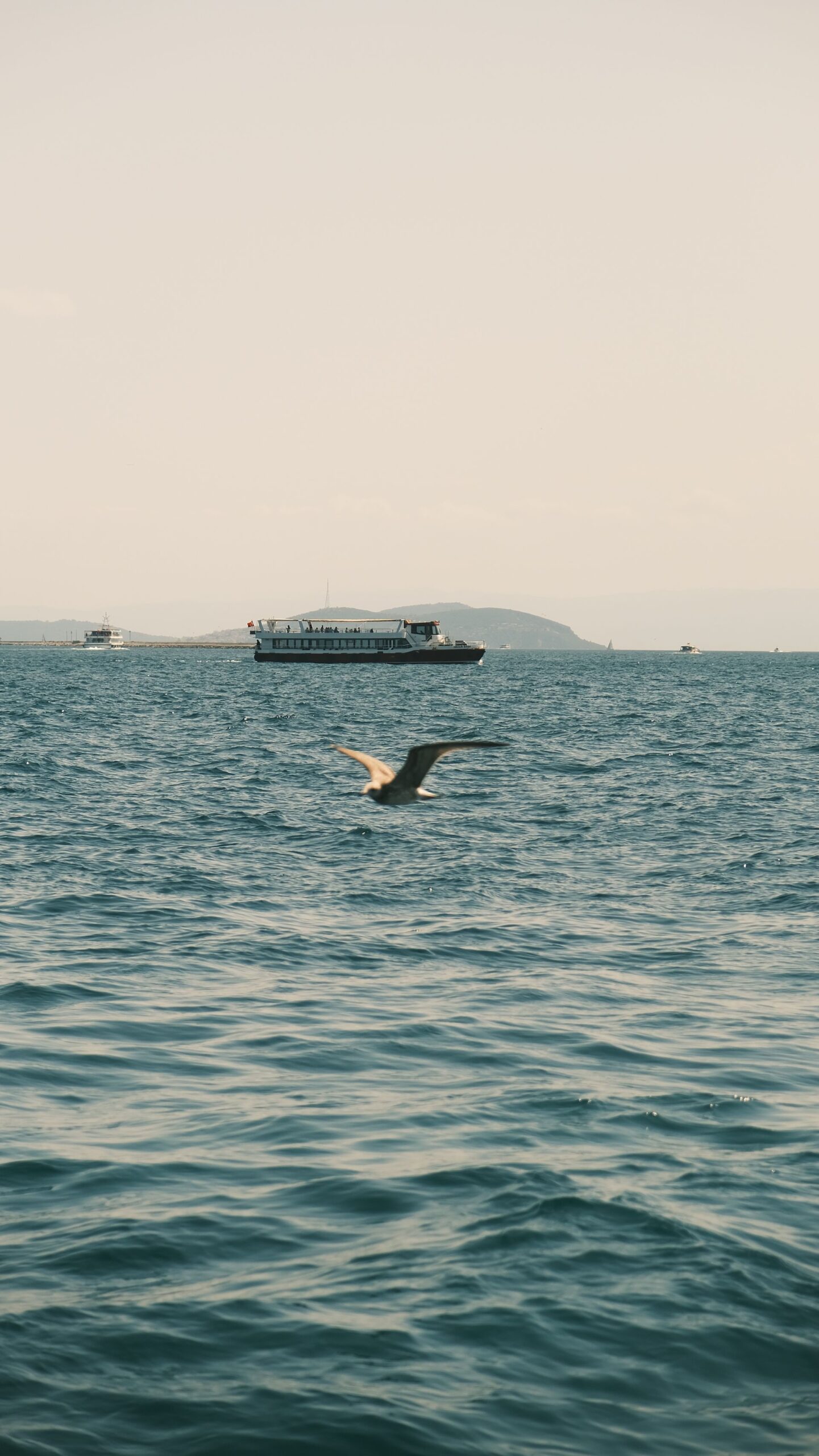 UAV relaying signal above the sea surface